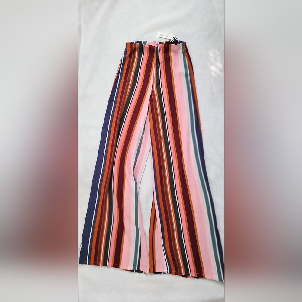 NWT! Olivaceous Fall Boho Striped Wide-Leg Trouser Women's Festival Pant Small